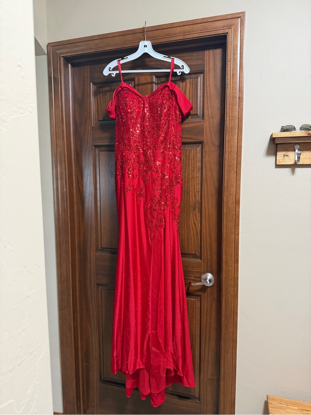 Elegant Red Sequin Off-Shoulder Prom Dress - Women's Formal Gown